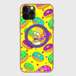 Чехол для iPhone 12 Pro Max Гомер ням Пончик, цвет: 3D-светло-розовый