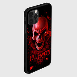 Чехол для iPhone 12 Pro Max Красный череп в кровавых розах, цвет: 3D-черный — фото 2
