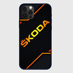 Чехол для iPhone 12 Pro Max Skoda Gold Шкода, цвет: 3D-черный