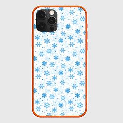 Чехол для iPhone 12 Pro Max Снежинки снежные узоры, цвет: 3D-красный