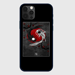 Чехол для iPhone 12 Pro Max Карпы инь янь, цвет: 3D-черный