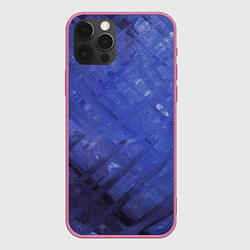 Чехол для iPhone 12 Pro Max Синие акварельные мазки, цвет: 3D-малиновый