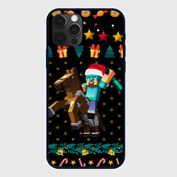 Чехол для iPhone 12 Pro Max Новогодний Майнкрафт, Minecraft, цвет: 3D-черный