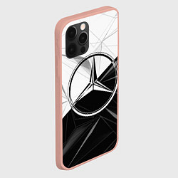 Чехол для iPhone 12 Pro Max MERCEDES-BENZ МЕРСЕДЕС-БЕНЗ BLACK AND WHITE, цвет: 3D-светло-розовый — фото 2