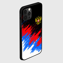 Чехол для iPhone 12 Pro Max РОССИЯ, БРЫЗГИ КРАСОК, ТРИКОЛОР, цвет: 3D-черный — фото 2