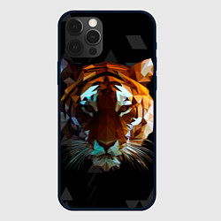 Чехол для iPhone 12 Pro Max Тигр стиль Low poly, цвет: 3D-черный