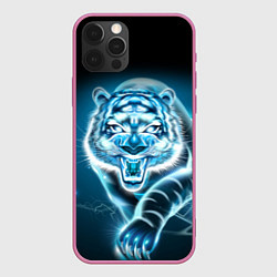 Чехол для iPhone 12 Pro Max НЕНОНОВЫЙ ТИГР 2022 NEON TIGER NEW YEAR, цвет: 3D-малиновый