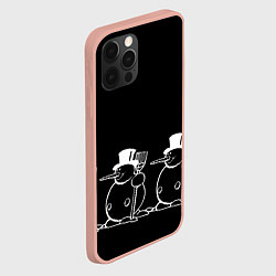 Чехол для iPhone 12 Pro Max Снеговик на черном фоне, цвет: 3D-светло-розовый — фото 2
