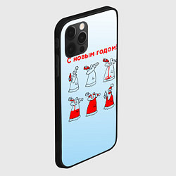 Чехол для iPhone 12 Pro Max Дед Мороз пьет красное, цвет: 3D-черный — фото 2