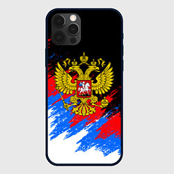 Чехол для iPhone 12 Pro Max ТРИКОЛОР РОССИЯ, БРЫЗГИ КРАСОК, цвет: 3D-черный