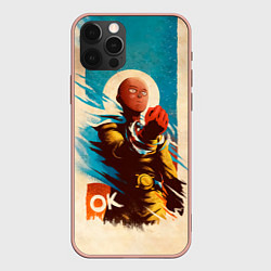 Чехол для iPhone 12 Pro Max One Punch-Man Эпичный Сайтама, цвет: 3D-светло-розовый