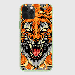 Чехол для iPhone 12 Pro Max Символ года тигр в гневе, цвет: 3D-салатовый