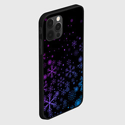 Чехол для iPhone 12 Pro Max Новогодние снежинки Градиент, цвет: 3D-черный — фото 2