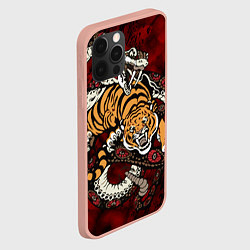 Чехол для iPhone 12 Pro Max Тигр со Змеёй 2022, цвет: 3D-светло-розовый — фото 2