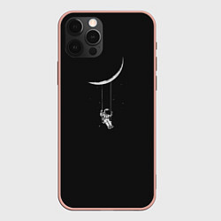 Чехол для iPhone 12 Pro Max Лунные качели dark grey theme, цвет: 3D-светло-розовый