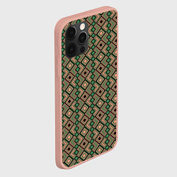 Чехол для iPhone 12 Pro Max Абстракция из черных, зеленых и бежевых квадратов, цвет: 3D-светло-розовый — фото 2
