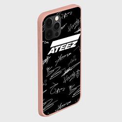 Чехол для iPhone 12 Pro Max ATEEZ БЕЛЫЕ АВТОГРАФЫ УЗОР, цвет: 3D-светло-розовый — фото 2