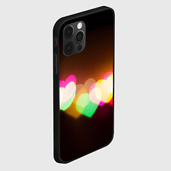 Чехол для iPhone 12 Pro Max Горящие сердца всех цветов радуги, цвет: 3D-черный — фото 2