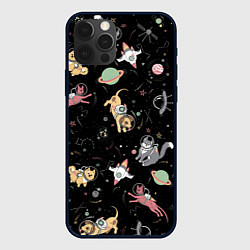 Чехол для iPhone 12 Pro Max Космические коты, цвет: 3D-черный