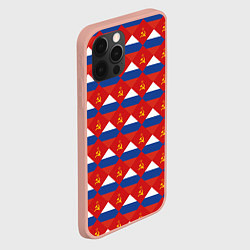 Чехол для iPhone 12 Pro Max Флаги СССР и РФ, цвет: 3D-светло-розовый — фото 2