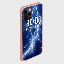 Чехол для iPhone 12 Pro Max ACDC гроза с молнией, цвет: 3D-светло-розовый — фото 2