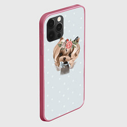 Чехол для iPhone 12 Pro Max Йоркширский терьер пастель, цвет: 3D-малиновый — фото 2