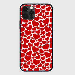 Чехол для iPhone 12 Pro Max Красные Сердечки LOVE, цвет: 3D-черный