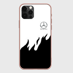 Чехол для iPhone 12 Pro Max Mercedes-Benz нарисованный огонь, цвет: 3D-светло-розовый