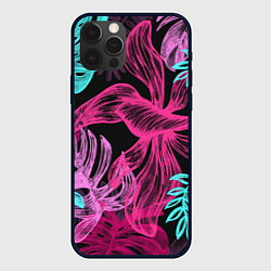 Чехол для iPhone 12 Pro Max Папоротниковый неон, цвет: 3D-черный