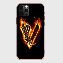 Чехол для iPhone 12 Pro Max Викинги: Вальхалла, логотип, цвет: 3D-светло-розовый