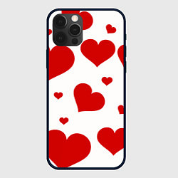 Чехол для iPhone 12 Pro Max Красные сердечки Heart, цвет: 3D-черный