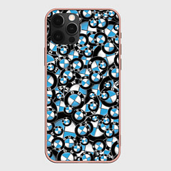 Чехол для iPhone 12 Pro Max BMW PATTERN LOGO, цвет: 3D-светло-розовый