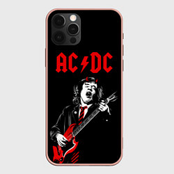 Чехол для iPhone 12 Pro Max AC DC Ангус Янг гитарист, цвет: 3D-светло-розовый