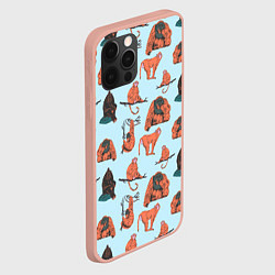 Чехол для iPhone 12 Pro Max Обезьянки паттерн, цвет: 3D-светло-розовый — фото 2