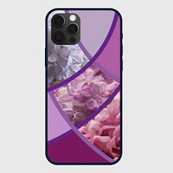 Чехол для iPhone 12 Pro Max Весна Полосатый принт Сирень, цвет: 3D-черный