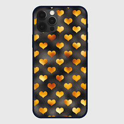 Чехол для iPhone 12 Pro Max Сердечки Gold and Black, цвет: 3D-черный