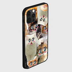 Чехол для iPhone 12 Pro Max Много кошек с большими анимэ глазами, цвет: 3D-черный — фото 2