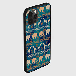 Чехол для iPhone 12 Pro Max Жирафы и слоны, цвет: 3D-черный — фото 2