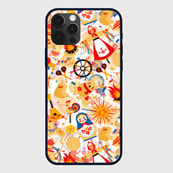 Чехол для iPhone 12 Pro Max Масленица Паттерн, цвет: 3D-черный