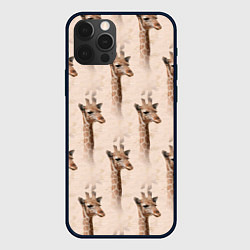 Чехол для iPhone 12 Pro Max Голова жирафа паттерн, цвет: 3D-черный