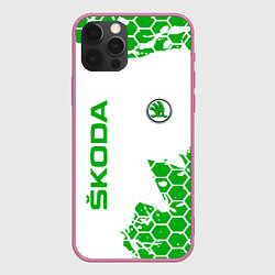 Чехол для iPhone 12 Pro Max SKODA Логотип СОТЫ, цвет: 3D-малиновый