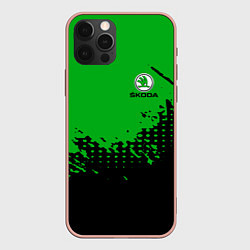 Чехол для iPhone 12 Pro Max Skoda Auto Logo, цвет: 3D-светло-розовый