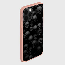 Чехол для iPhone 12 Pro Max Черепа на черном фоне паттерн, цвет: 3D-светло-розовый — фото 2
