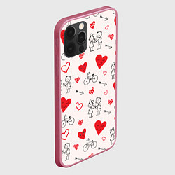 Чехол для iPhone 12 Pro Max Романтические сердечки, цвет: 3D-малиновый — фото 2