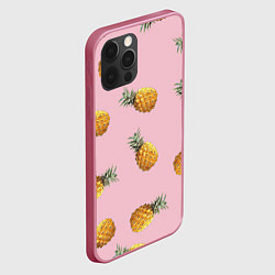 Чехол для iPhone 12 Pro Max Ананасы падают, цвет: 3D-малиновый — фото 2