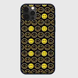 Чехол для iPhone 12 Pro Max Nirvana смайлики, цвет: 3D-черный