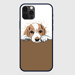 Чехол для iPhone 12 Pro Max Грустный Щенок Бигля, цвет: 3D-черный
