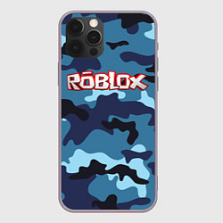 Чехол для iPhone 12 Pro Max Roblox Камуфляж Тёмно-Синий, цвет: 3D-серый