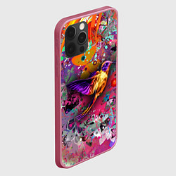 Чехол для iPhone 12 Pro Max Колибри Floral Pattern, цвет: 3D-малиновый — фото 2