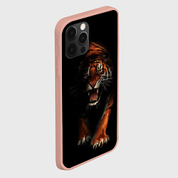 Чехол для iPhone 12 Pro Max Тигр на черном фоне, цвет: 3D-светло-розовый — фото 2